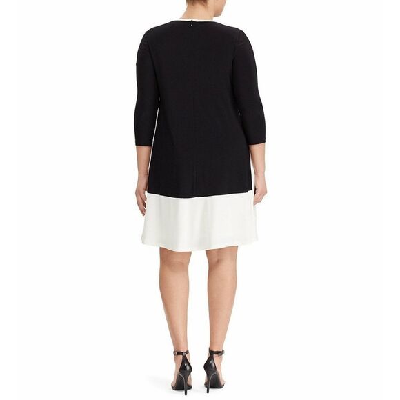 New! RALPH LAUREN Women's Colorblock Jersey Shift Dress 3/4 Sleeve - Picture 7 of 7
